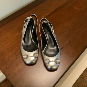 Gucci Silver Slingback Heels